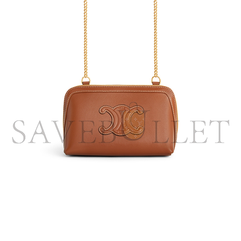 Ce**e clutch on chain cuir triomphe in smooth calfskin 10e383dr8.04lu (16.5*11*8cm)
